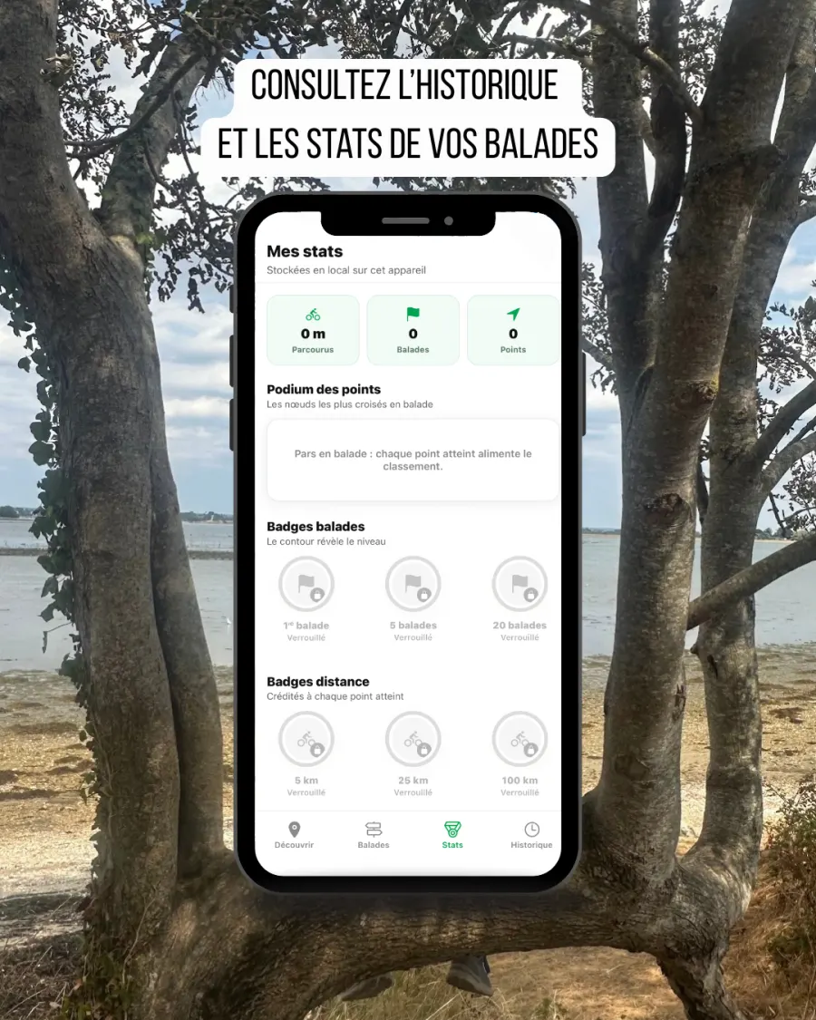 Mockup : historique et statistiques de balades